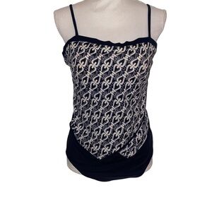 SWIMSUIT ONE PIECE Bandeau Neckline & Asymmetrical Bodice Hem BLK/WHT SZ 14